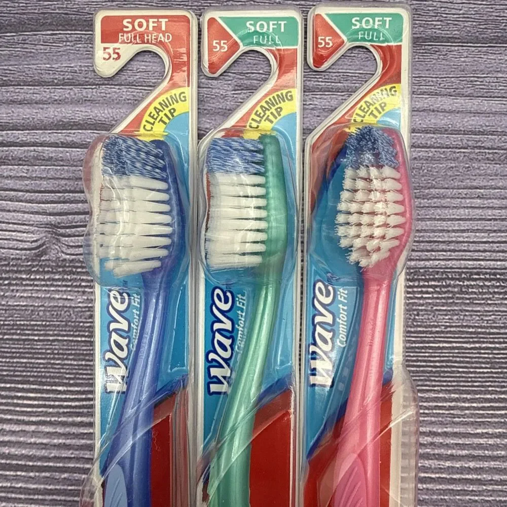 3 LOT Colgate Wave Soft FULL Head (55) Cleaning Tip Toothbrush Twisted Bristles